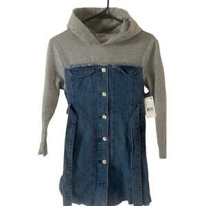 Hunter Denim Hoodie Splice Girls XS l/sleeve Dress w/belt, B72, NWT, $28